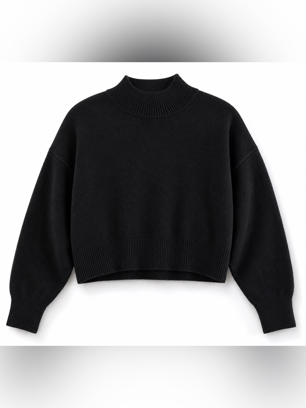 & Other Stories Los Angeles Atelier Black Mock Neck Boxy Wool Blend Sweater S